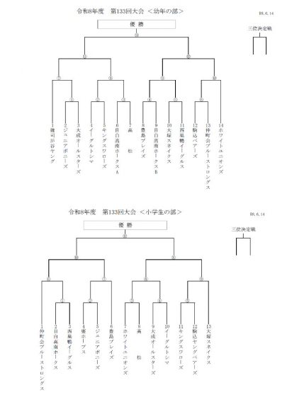 令和8年度　第133回大会　組み合わせ決定のお知らせ
